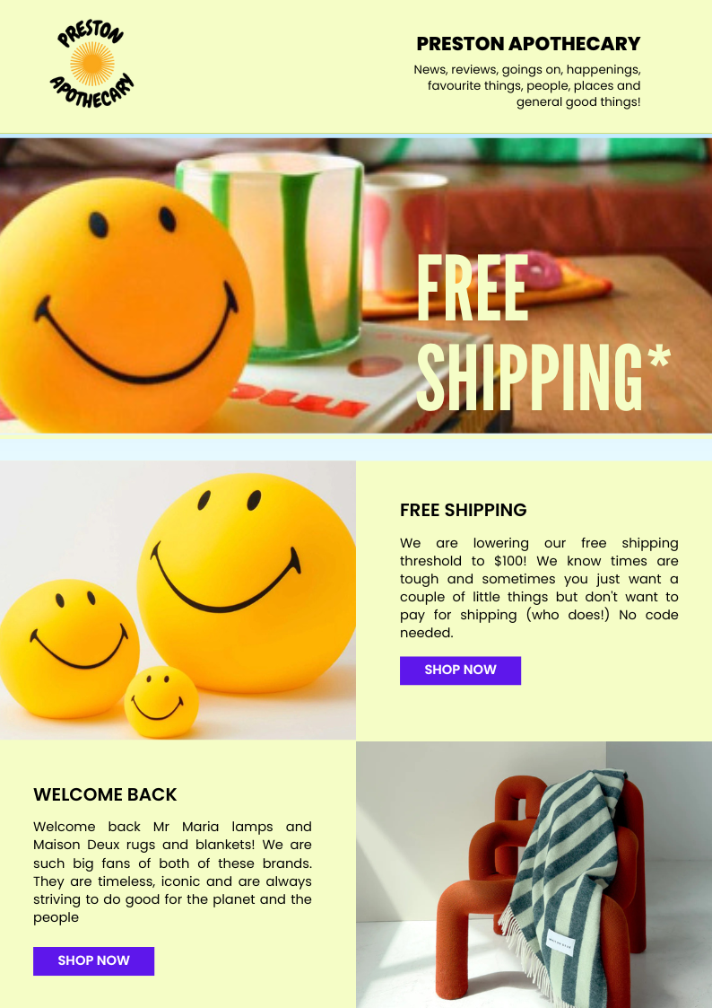 FREE SHIPPING UPDATE
