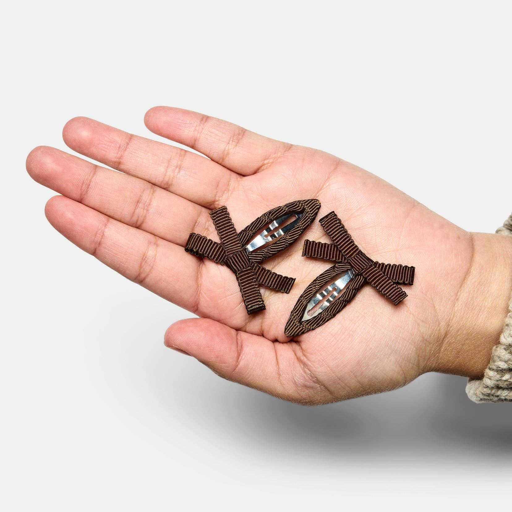 CHUNKS - Bow Snap Clips in Chocolate