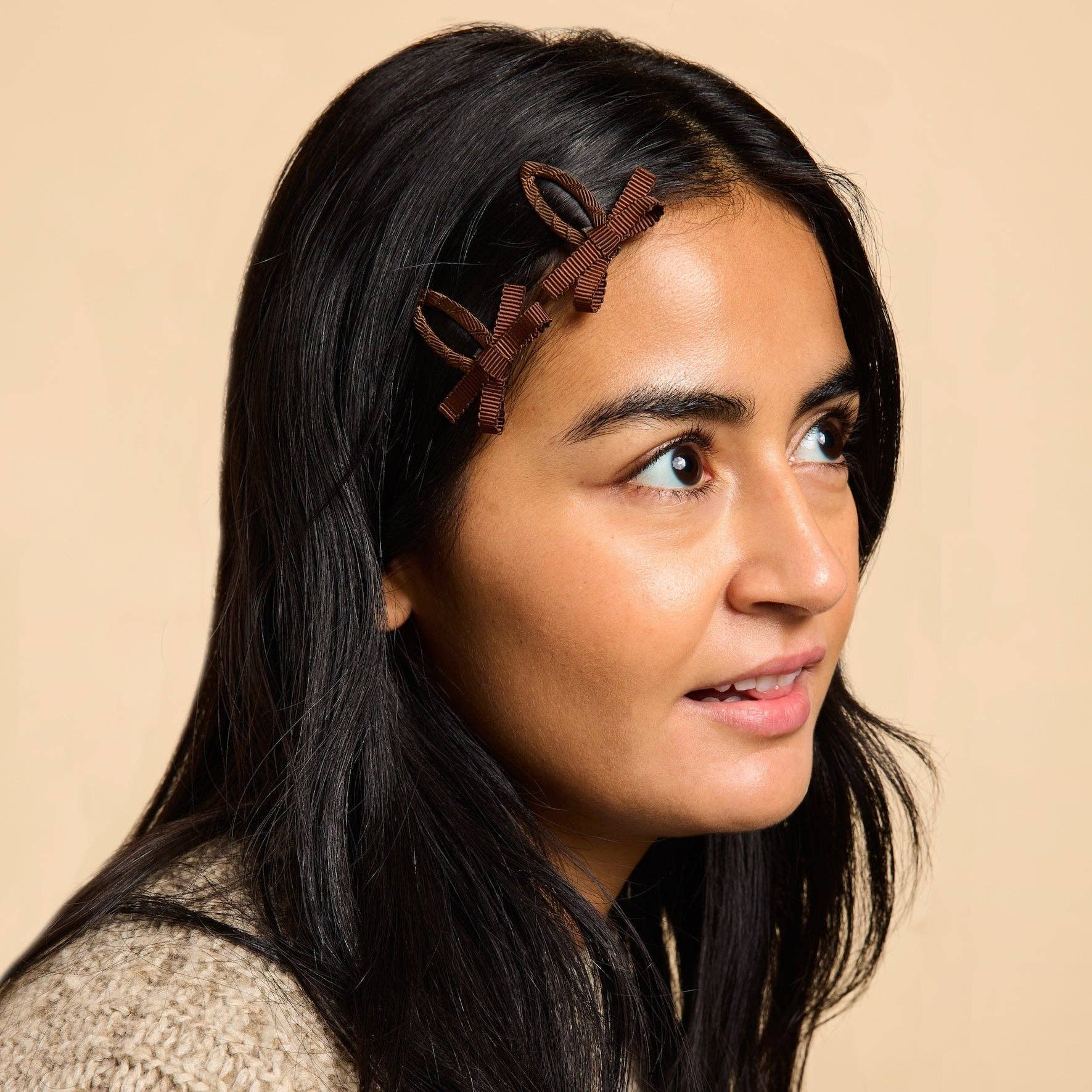 CHUNKS - Bow Snap Clips in Chocolate