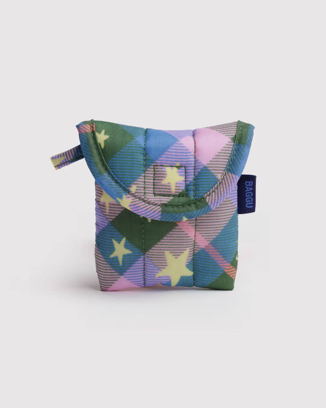 BAGGU - Puffy Earbuds Case - Green Star Plaid