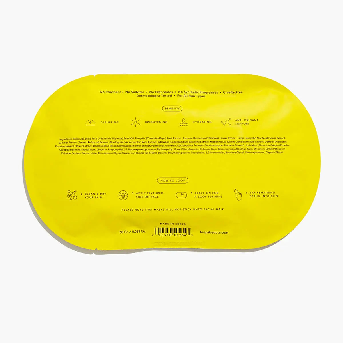 LOOPS - Sunrise Service Brightening Hydrogel Single Face Mask