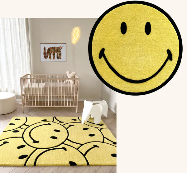 MAISON DEUX - Smiley Rectangle Rug | Yellow