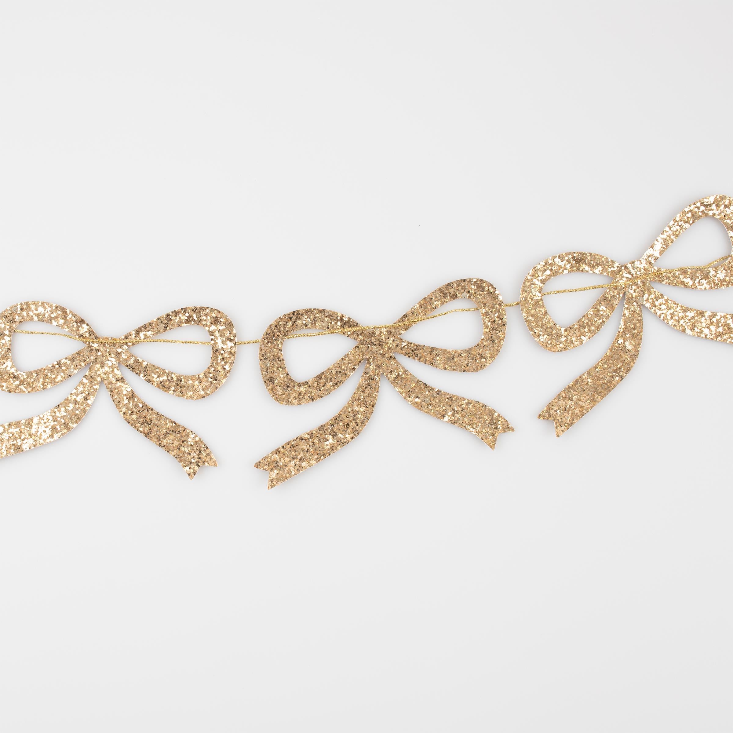 MERI MERI - Gold Glitter Bow Garland