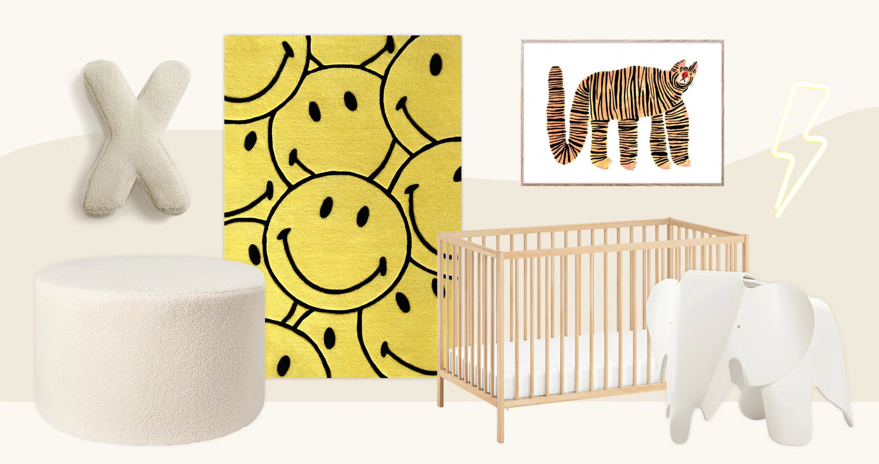 MAISON DEUX - Smiley Rectangle Rug | Yellow