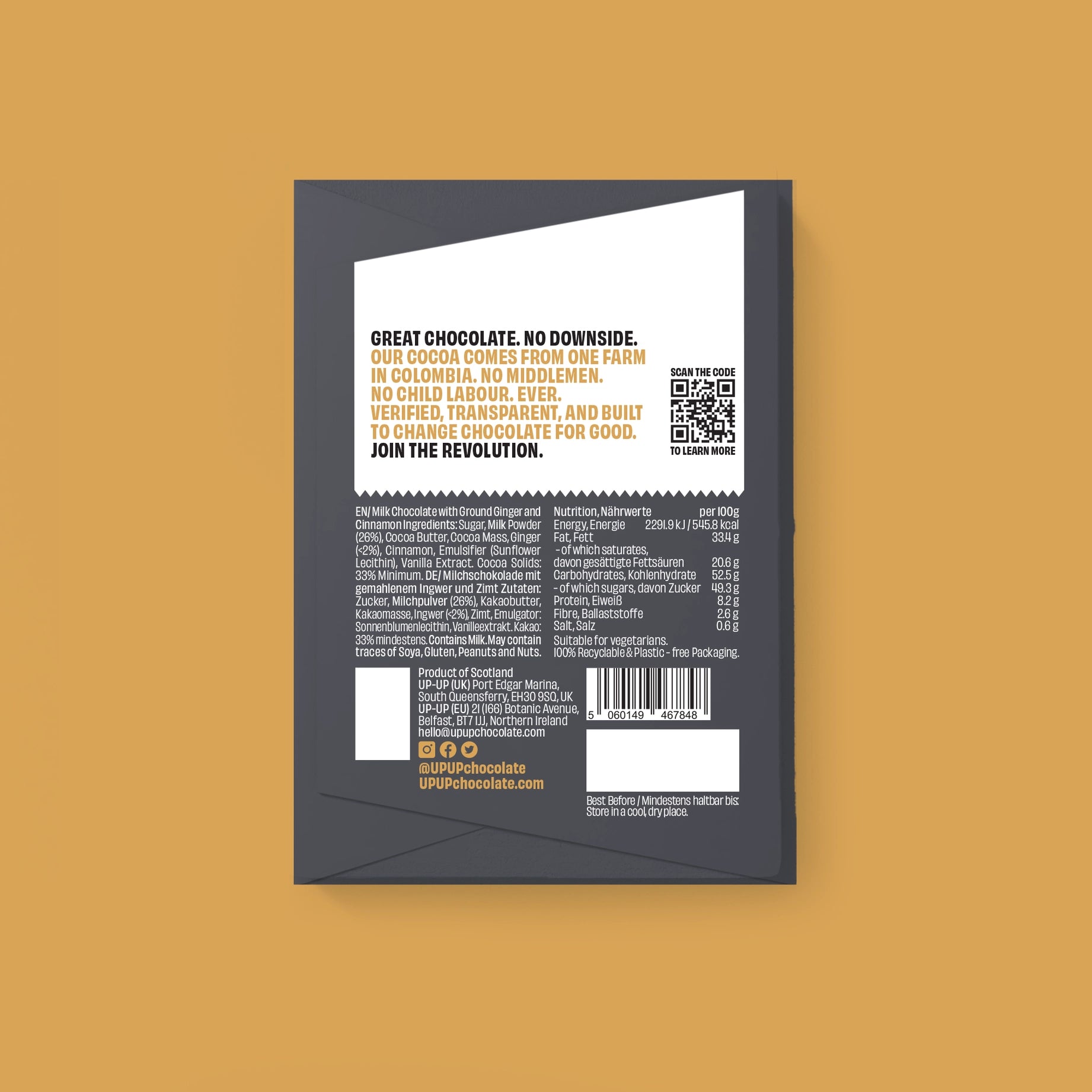 UP-UP CHOCOLATE - Gingerbread Milk Chocolate Bar 60g