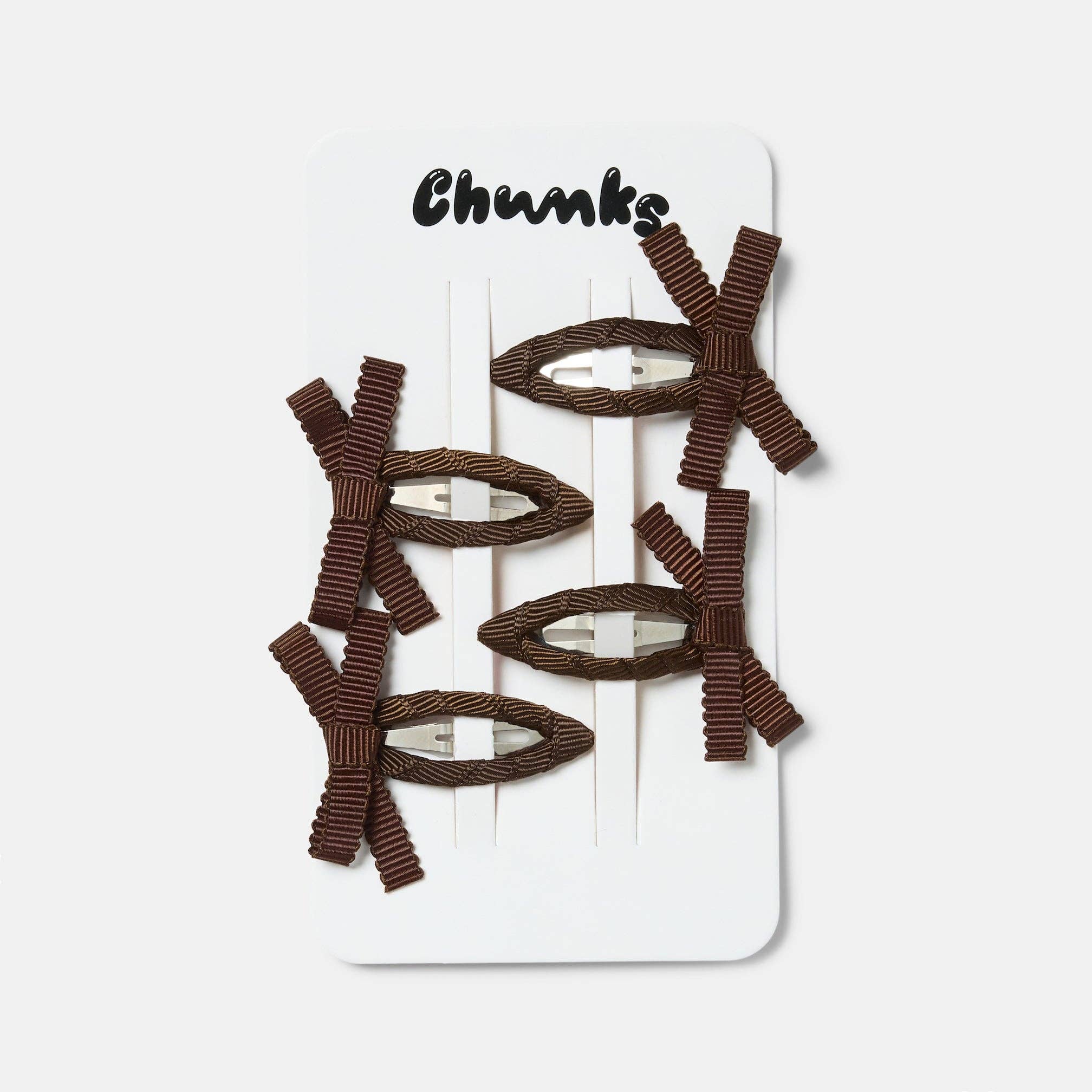 CHUNKS - Bow Snap Clips in Chocolate