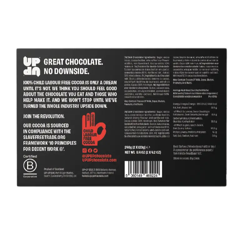 UP-UP CHOCOLATE - Dark Chocolate Duo Gift Set Original Dark & Dark Cherry 240g