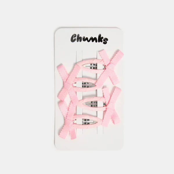 CHUNKS Mini Bow Snap Clips In Blush