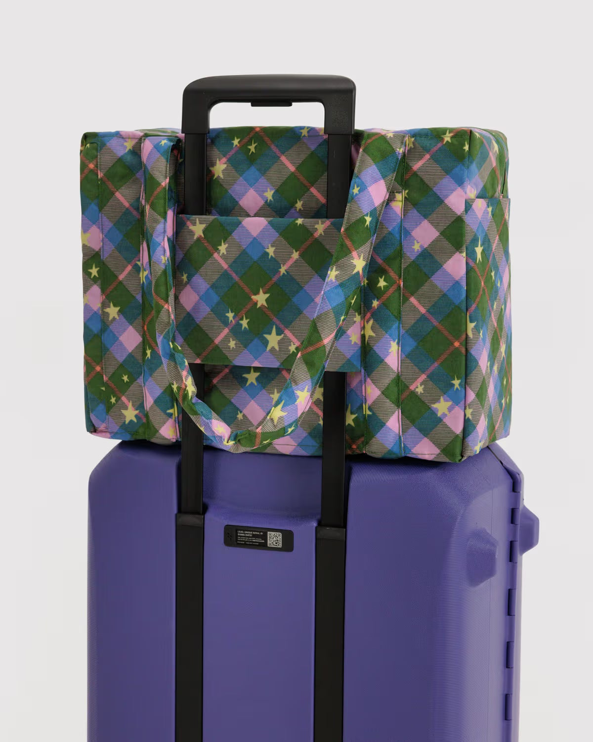 BAGGU - Small Cloud Carry On - Green Star Plaid