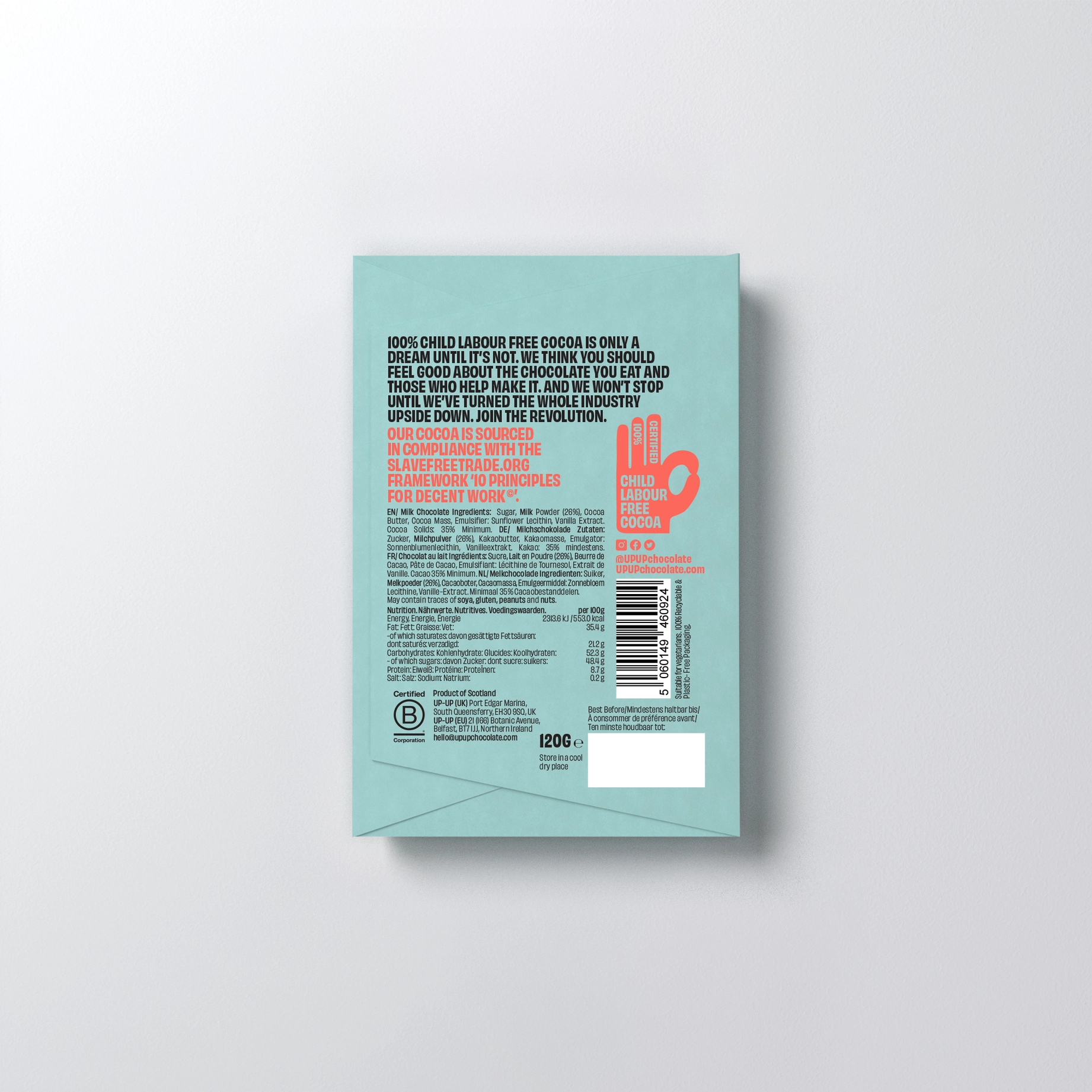 UP-UP CHOCOLATE - Original Milk Chocolate Bar 120g