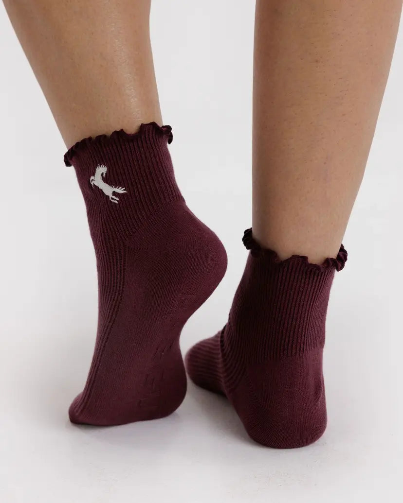 BAGGU - Lettuce Edge Sock Set of 2 - Mahogany & Navy Icons