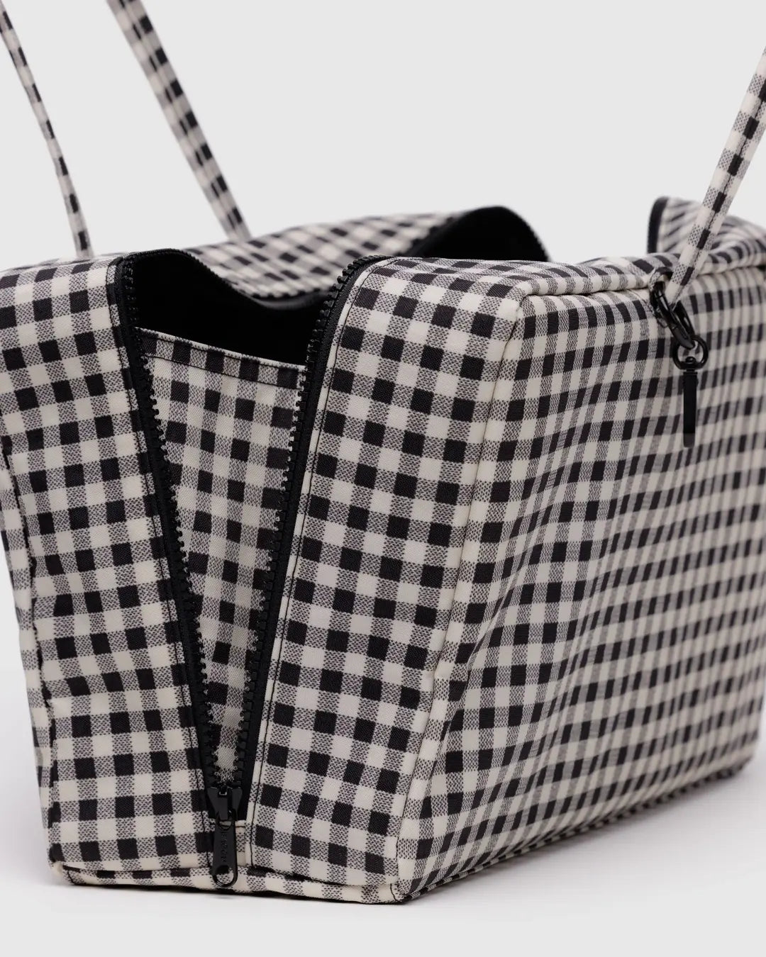 BAGGU Medium Nylon Bowler Bag - Black & White Gingham