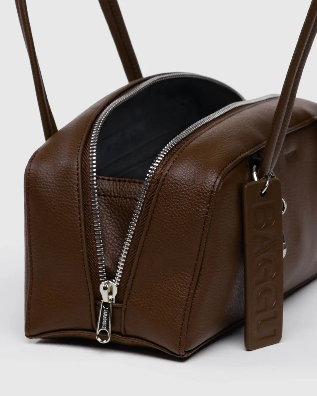 BAGGU - Small Recycled Leather Bowler Bag - Brown