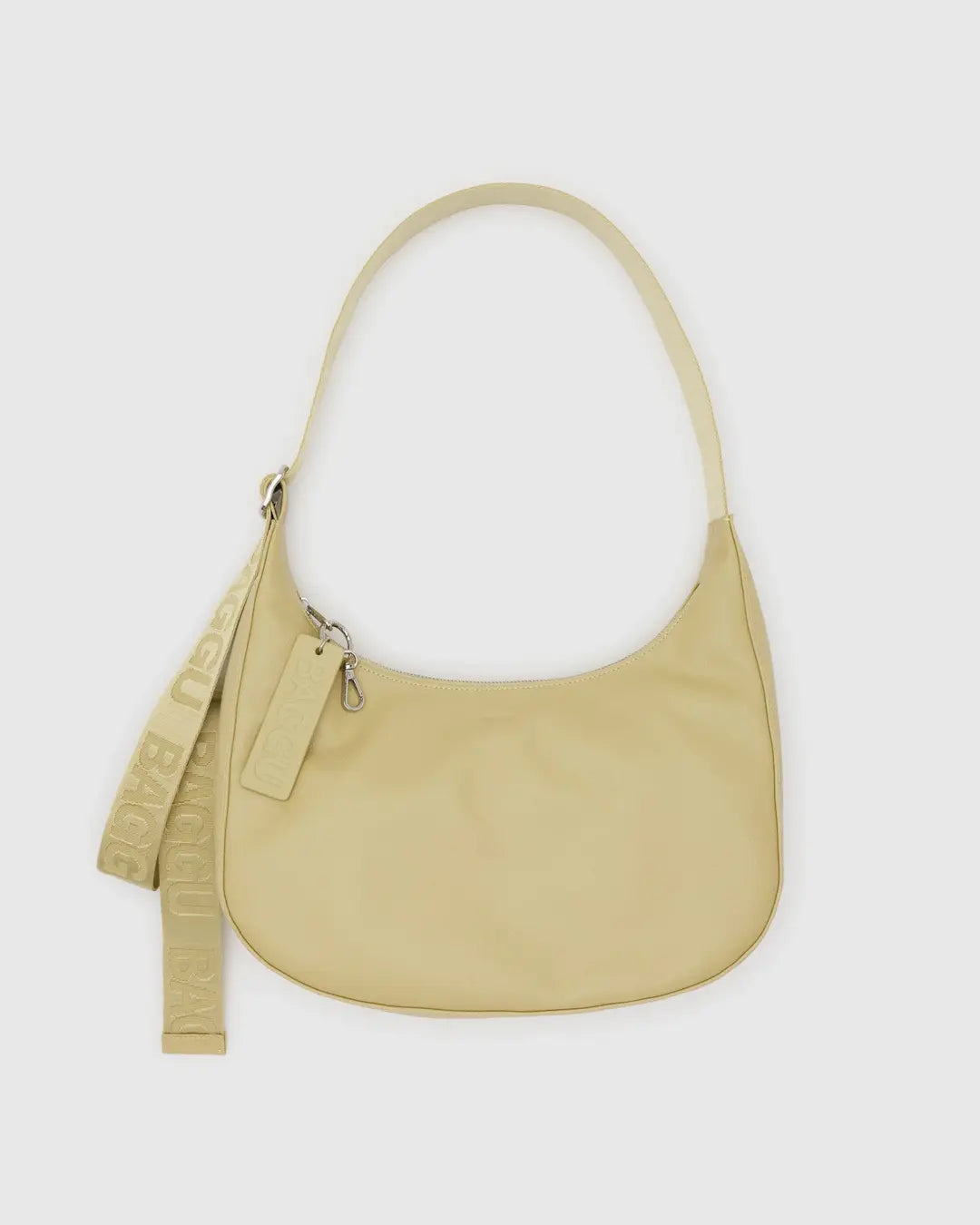 BAGGU - Medium Recycled Leather Crescent Bag - Straw