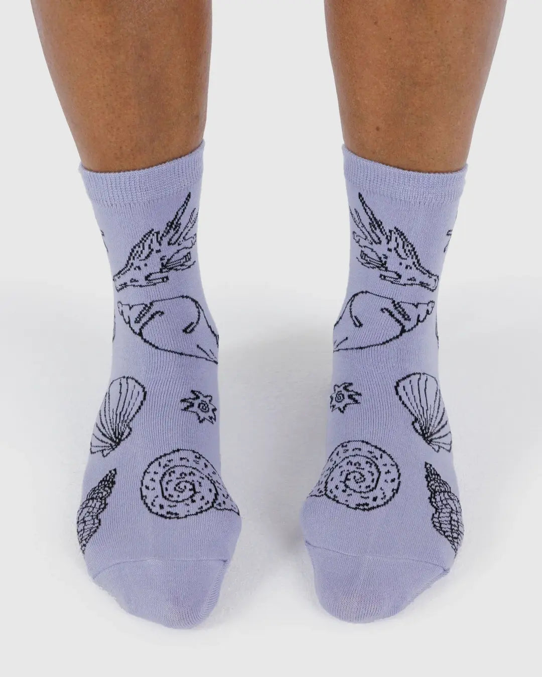 BAGGU Crew Sock - Shells Light Blue