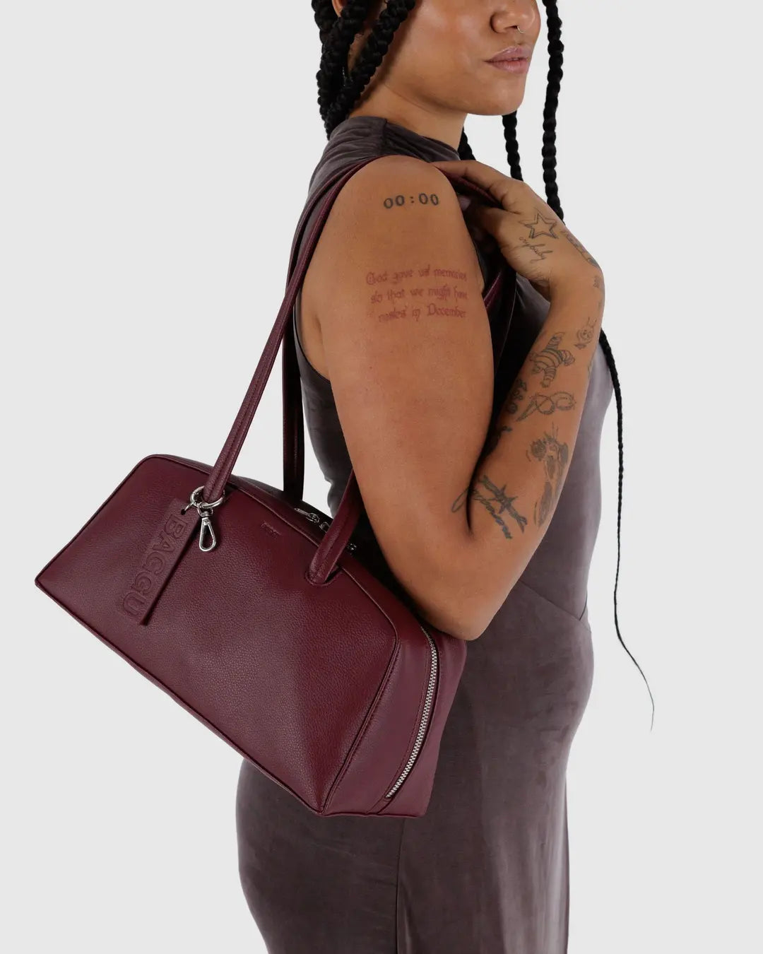 BAGGU - Recycled Leather Bowler Bag - Mahogany