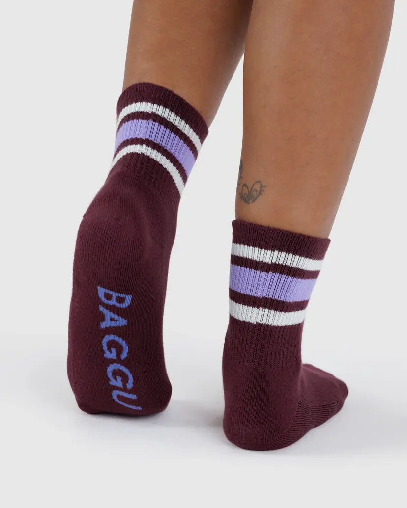 BAGGU - Ribbed Sock - Mahogany Stripe