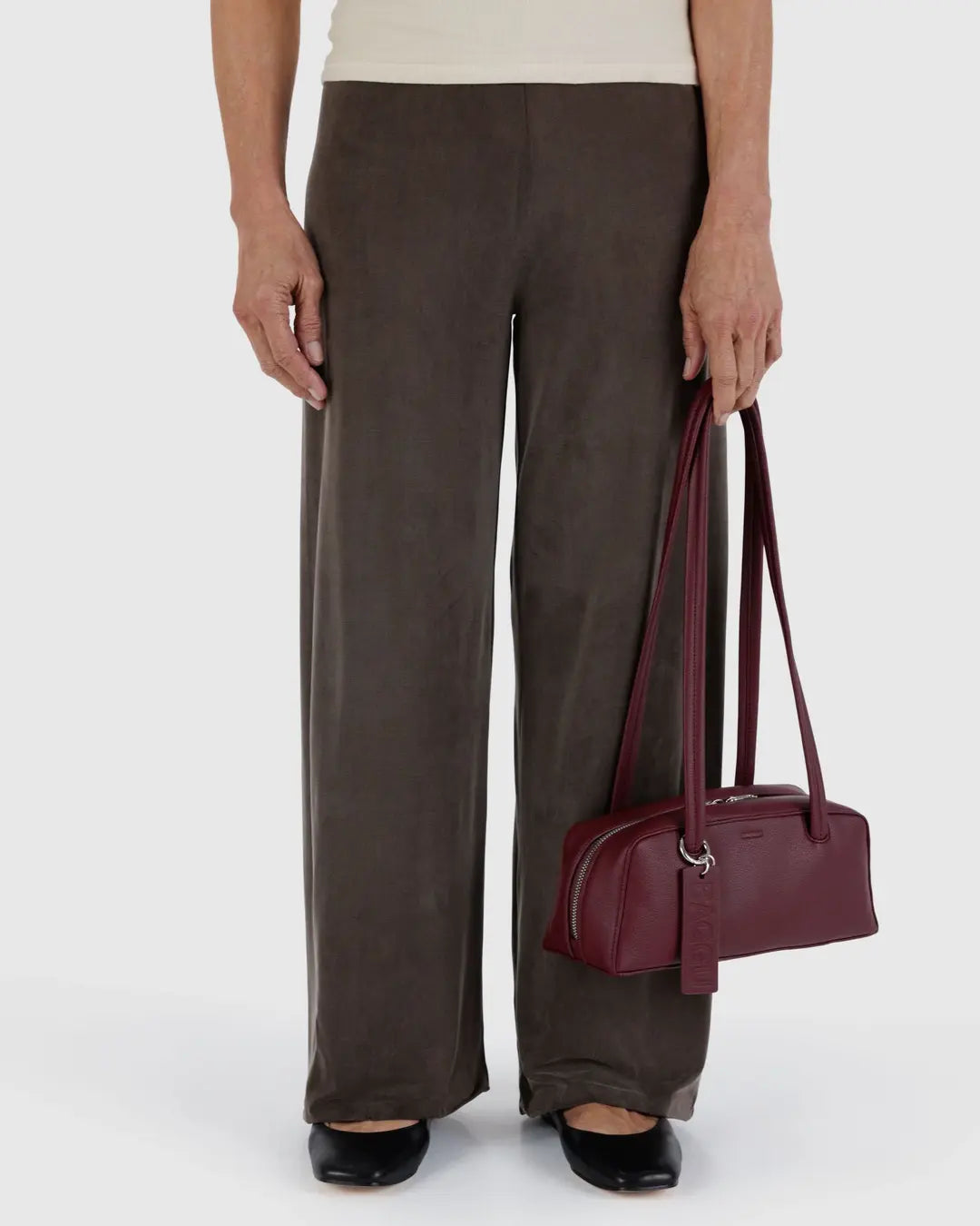 BAGGU - Small Recycled Leather Bowler Bag - Mahogany