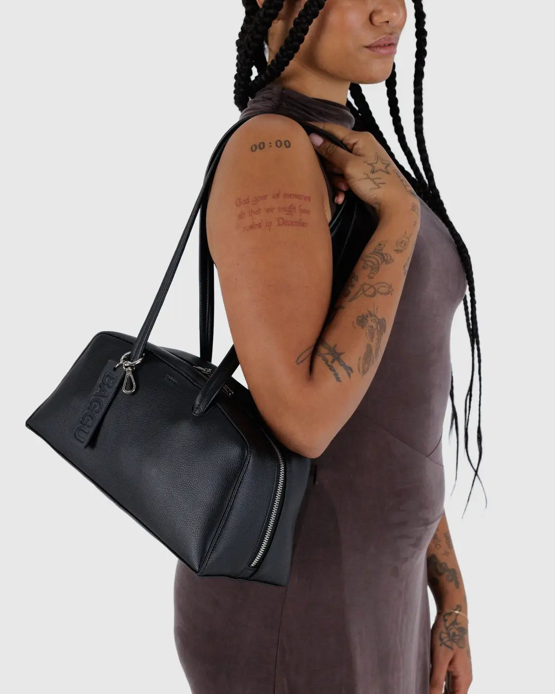 BAGGU - Recycled Leather Bowler Bag - Black