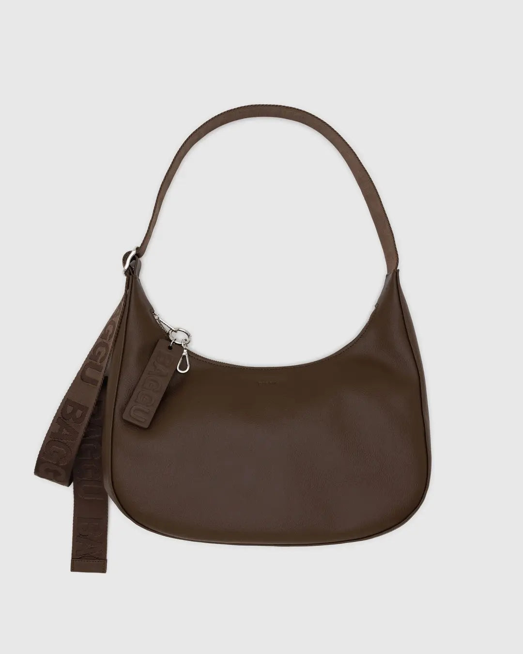BAGGU Medium Recycled Leather Crescent Bag - Brown