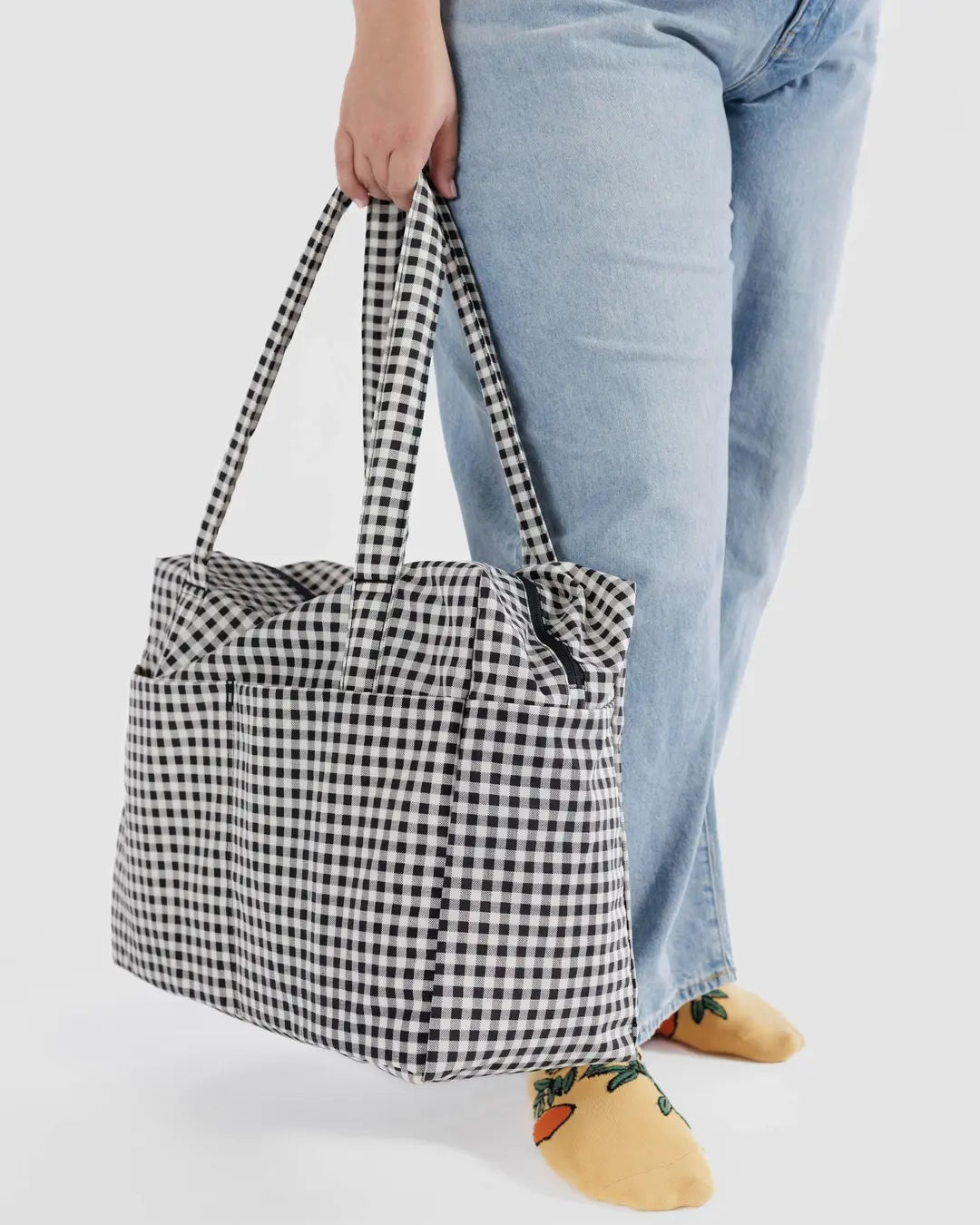 BAGGU - Cloud Carry On - Black & White Gingham