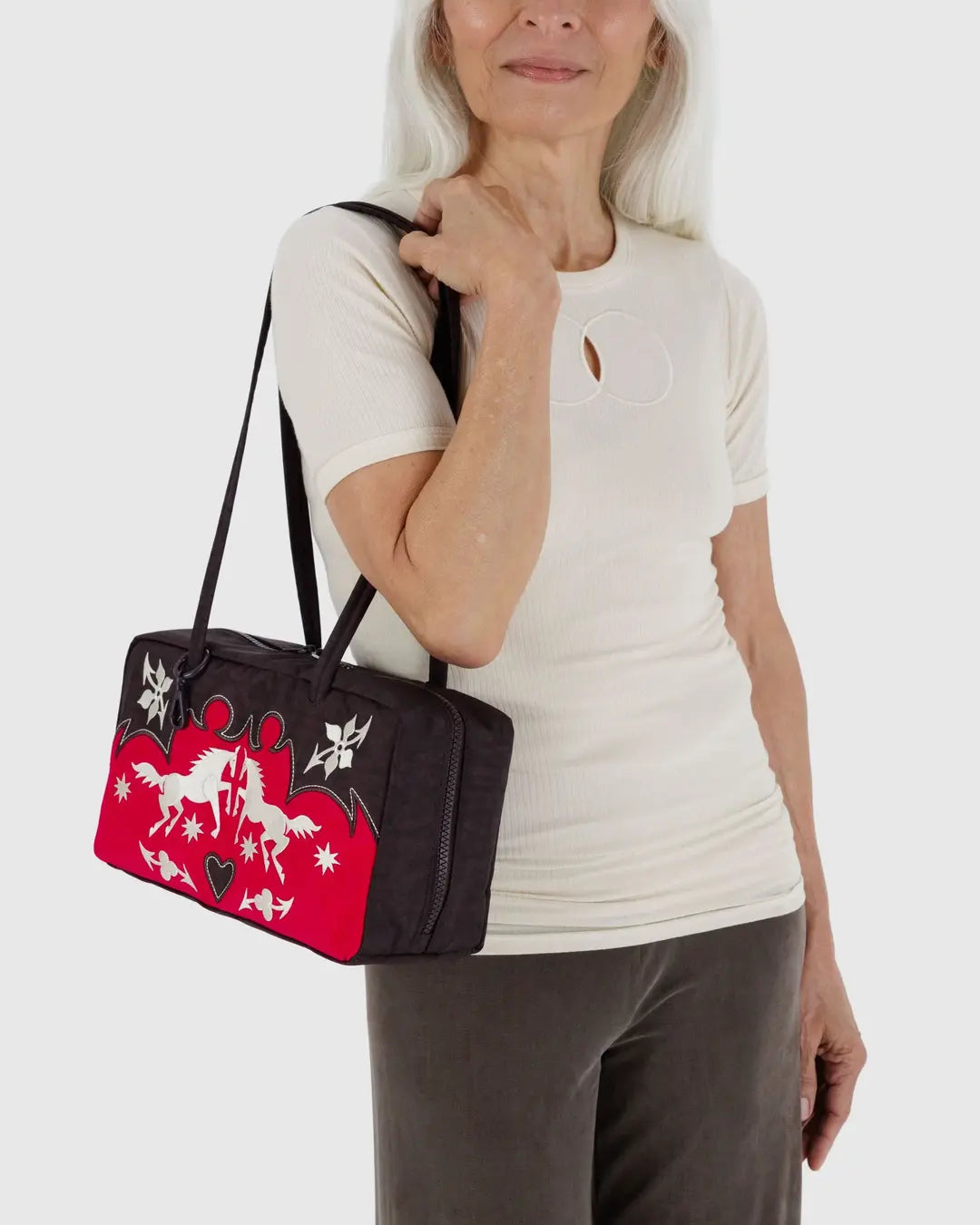 BAGGU - Nylon Bowler Bag - Western Appliqué