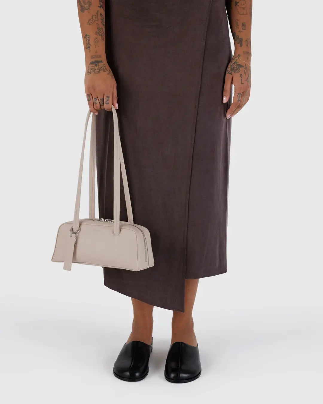 BAGGU - Small Recycled Leather Bowler Bag - Stone