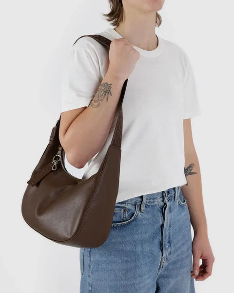 BAGGU Medium Recycled Leather Crescent Bag - Brown