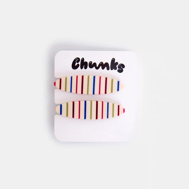 CHUNKS - Allie Clips in Oval Vanilla Stripe