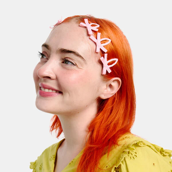 CHUNKS Mini Bow Snap Clips In Blush