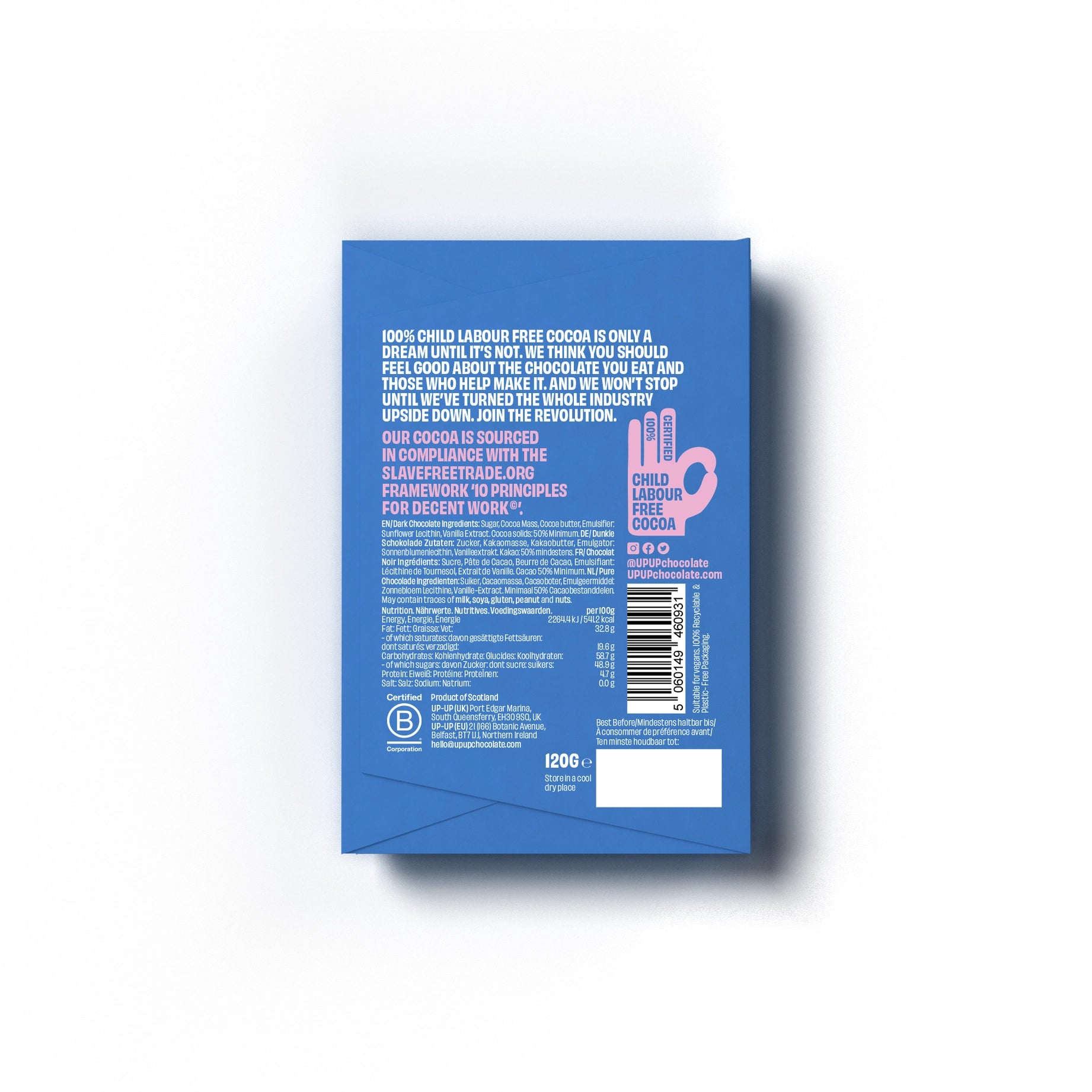 UP-UP CHOCOLATE - Original Dark Chocolate Bar 120g