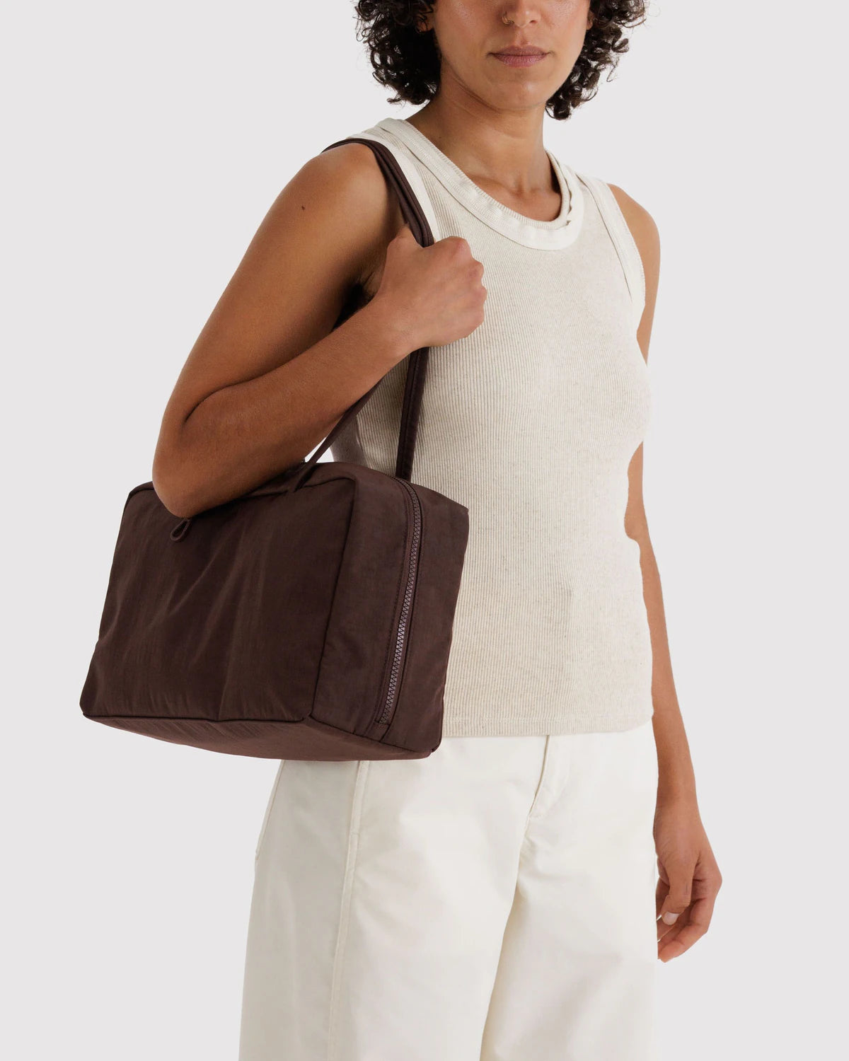 BAGGU - Medium Nylon Bowler Bag - Coffee