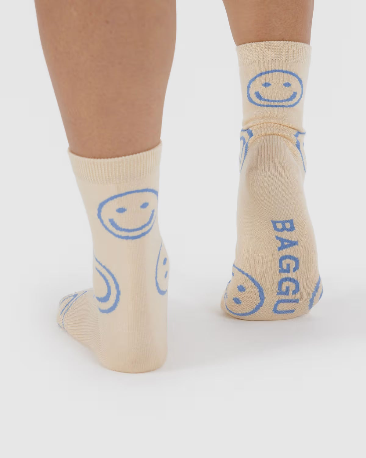 BAGGU Crew Sock - Ecru Periwinkle Happy