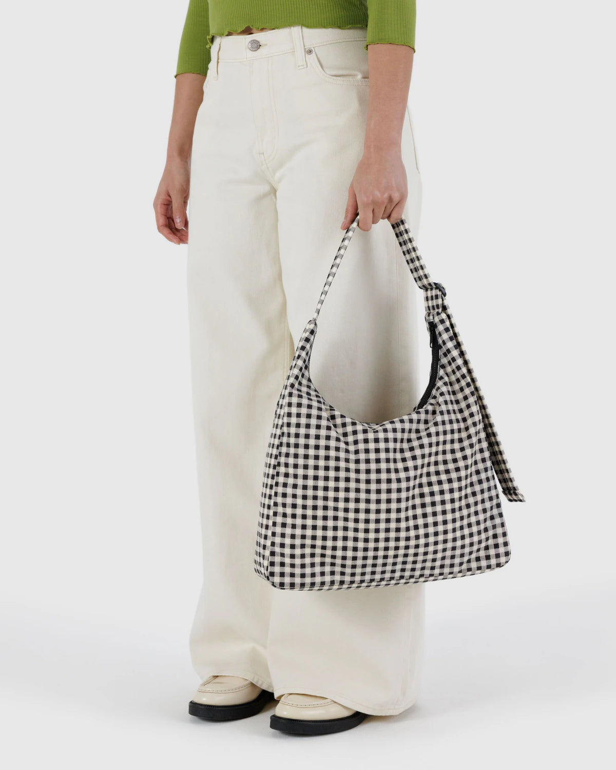 BAGGU - Nylon Shoulder Bag - Black & White Gingham