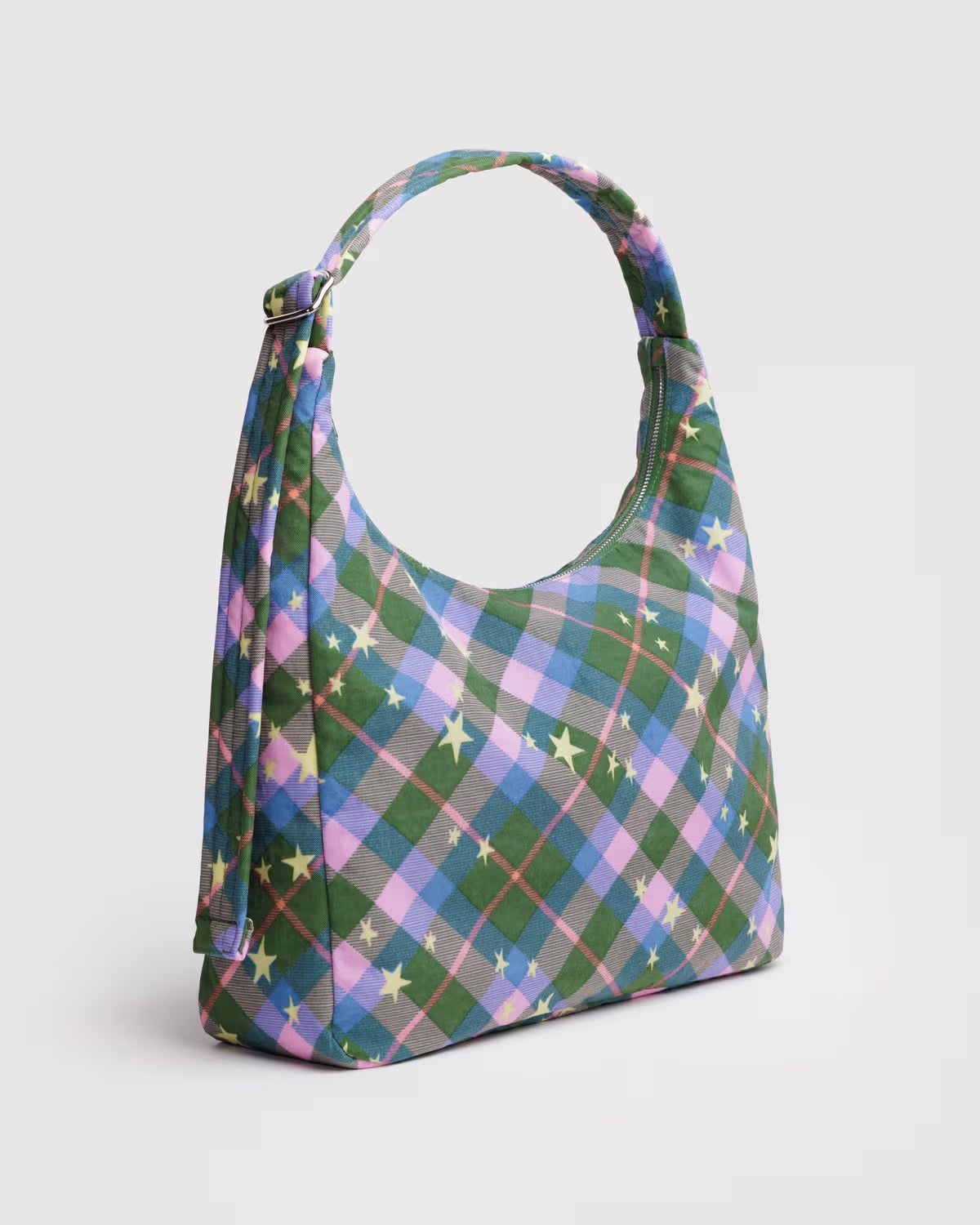 BAGGU - Nylon Shoulder Bag - Green Star Plaid