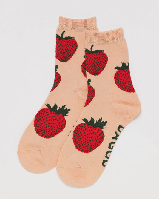BAGGU Crew Sock - Strawberry