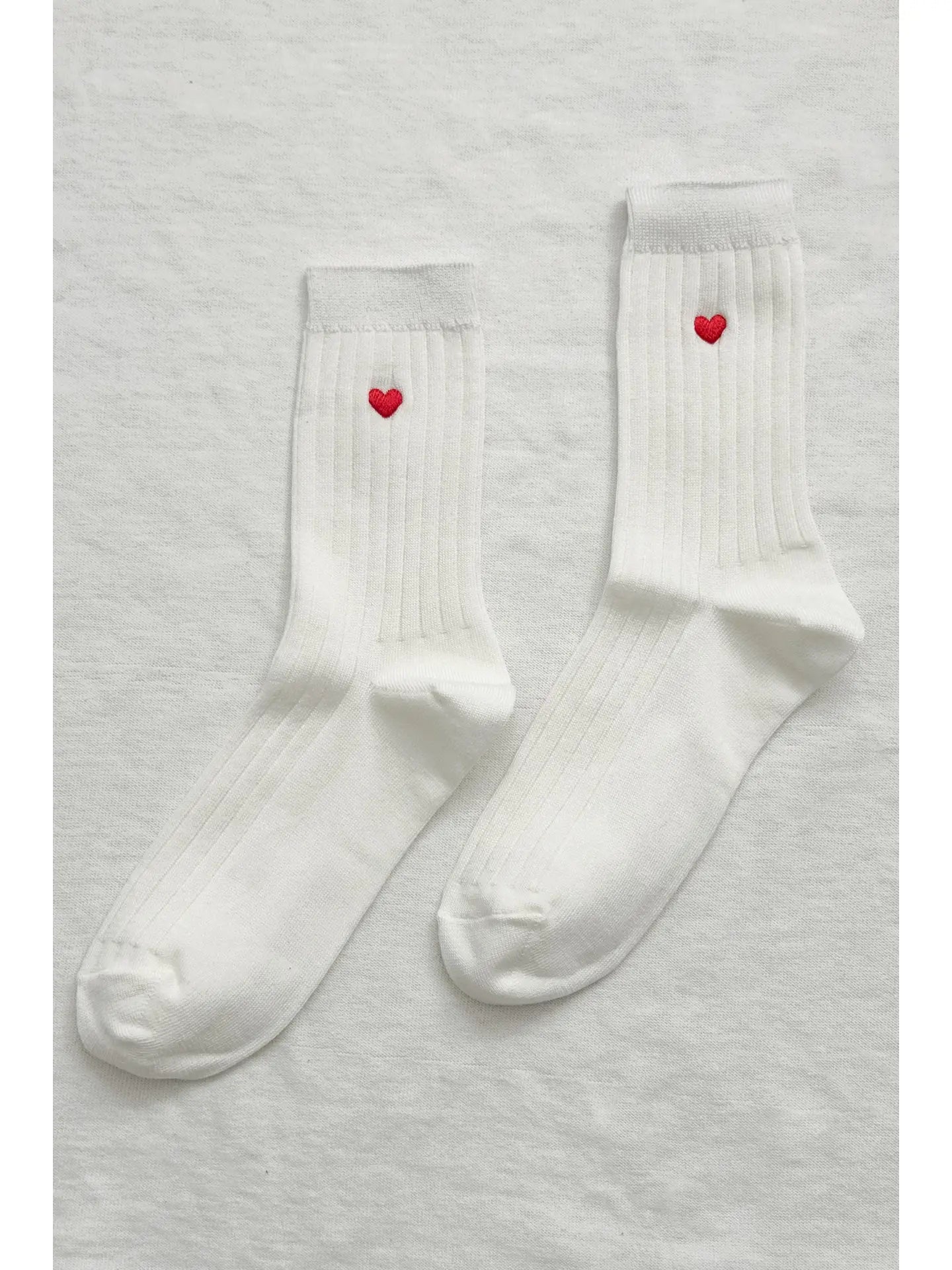 LE BON SHOPPE - Embroidered Her Socks (MC cotton) - CLASSIC WHITE + HEART