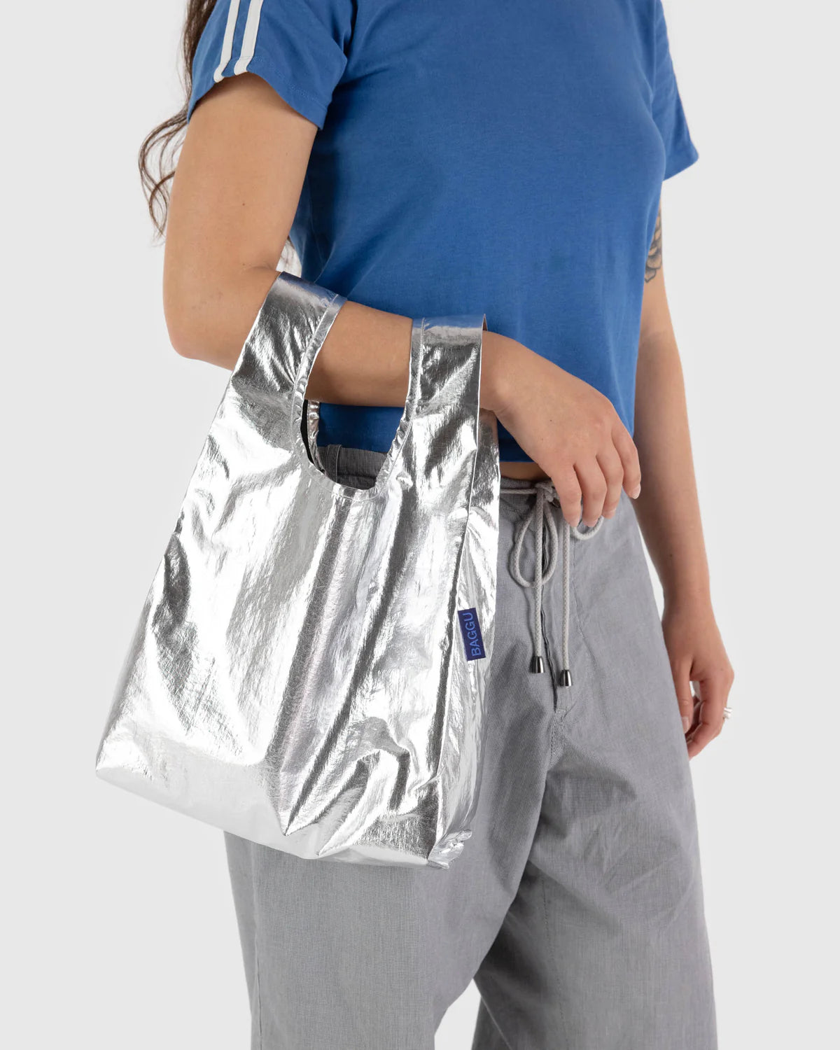 BAGGU Baby Bag Metallic Silver