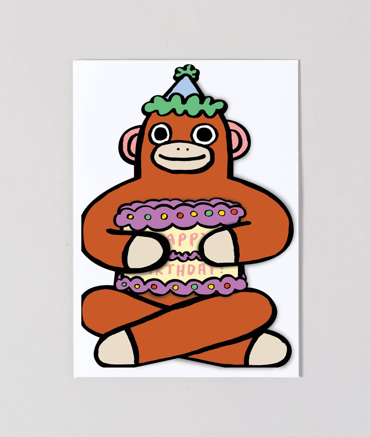 WRAP - 'Monkey with Mini Card' Kid's Greetings Card