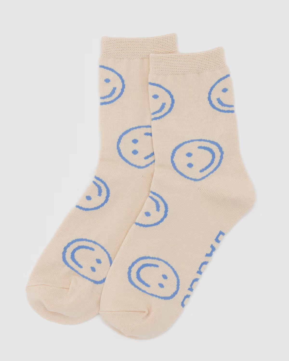 BAGGU Crew Sock - Ecru Periwinkle Happy