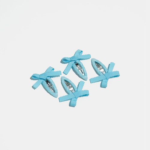 CHUNKS Mini Bow Snap Clips In Baby Blue
