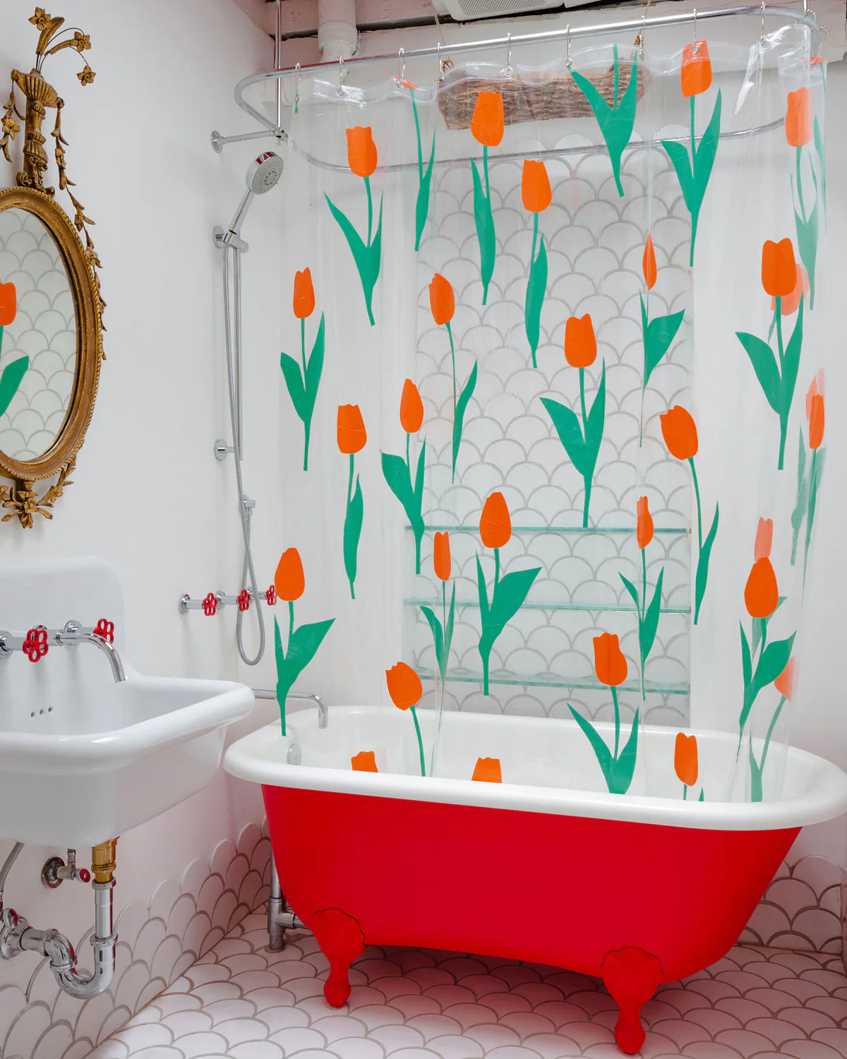 DUSEN DUSEN Shower Curtain | Red Tulip