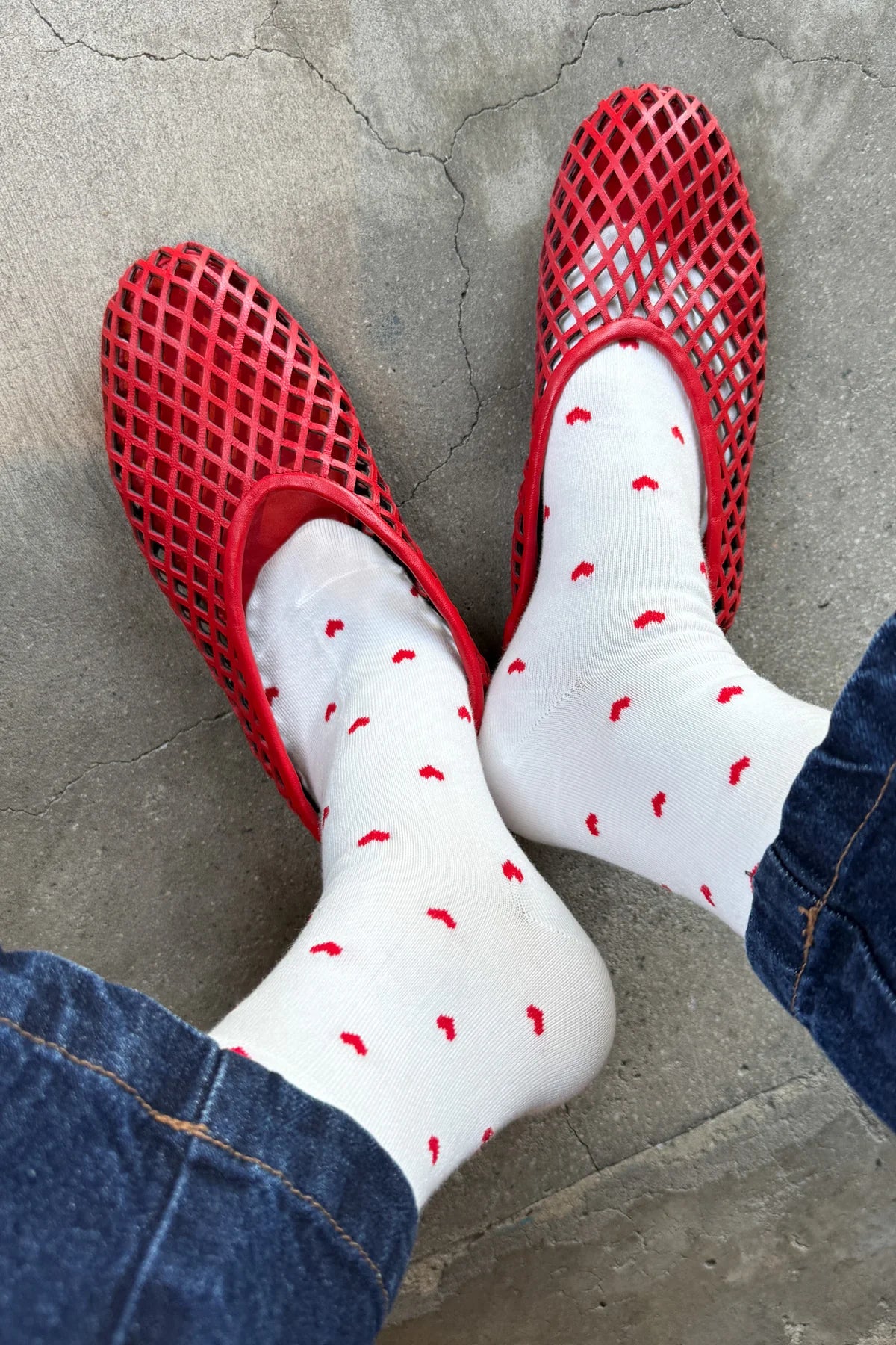 LE BON SHOPPE - Sneaker Socks - Heart - white/red