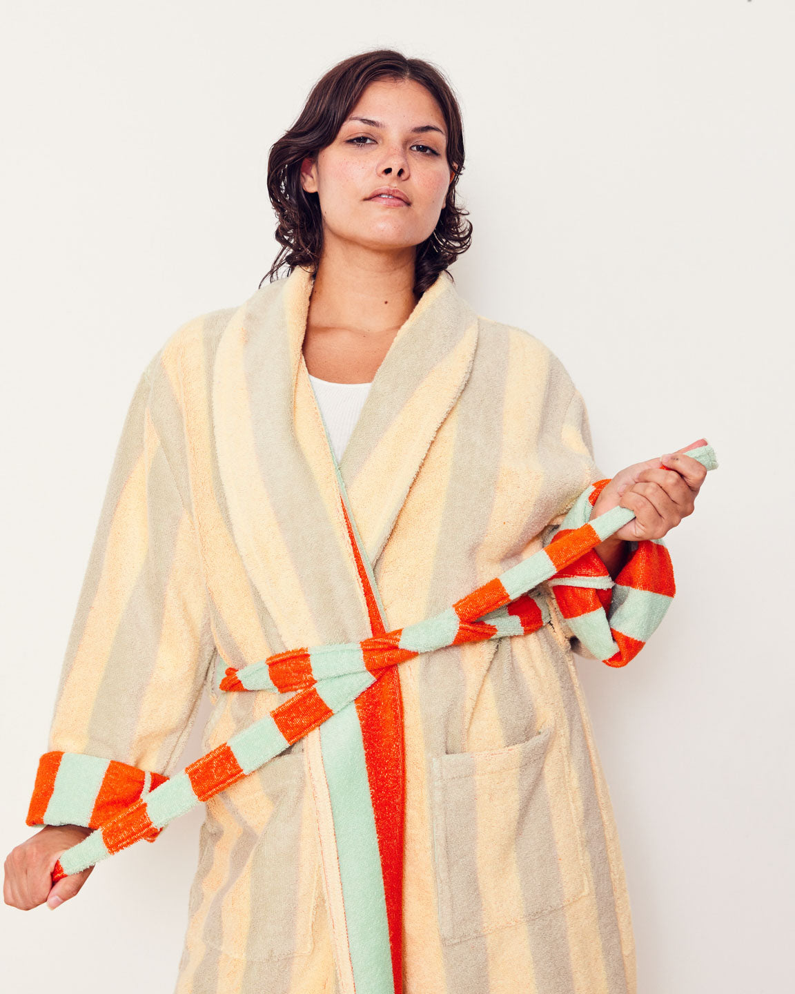 DUSEN DUSEN Mona Stripe Bath Robe