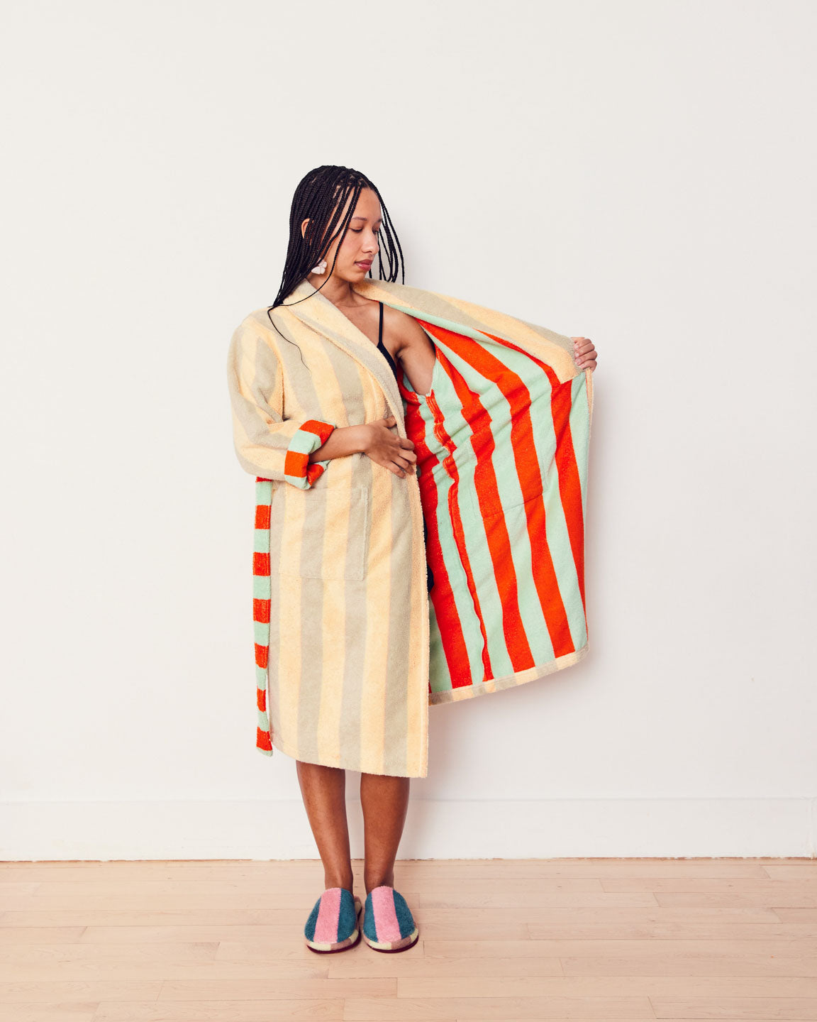 DUSEN DUSEN Mona Stripe Bath Robe