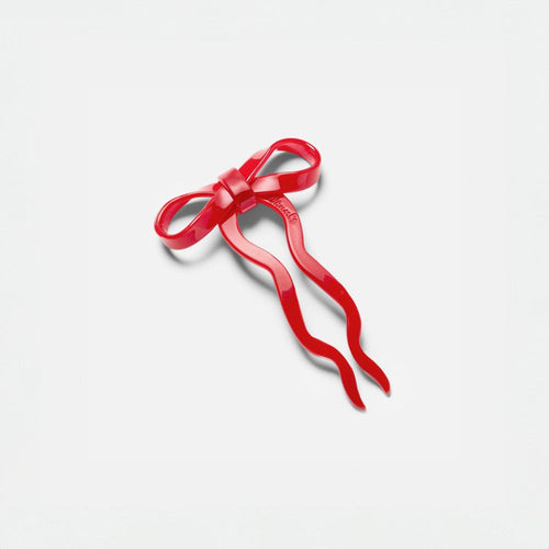 CHUNKS Small Bow Hairpin In Red 
