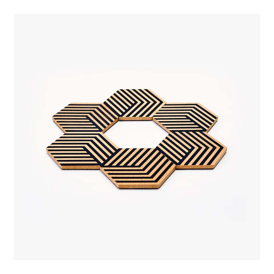AREAWARE Table Tiles Optical Black Coasters - Preston Apothecary