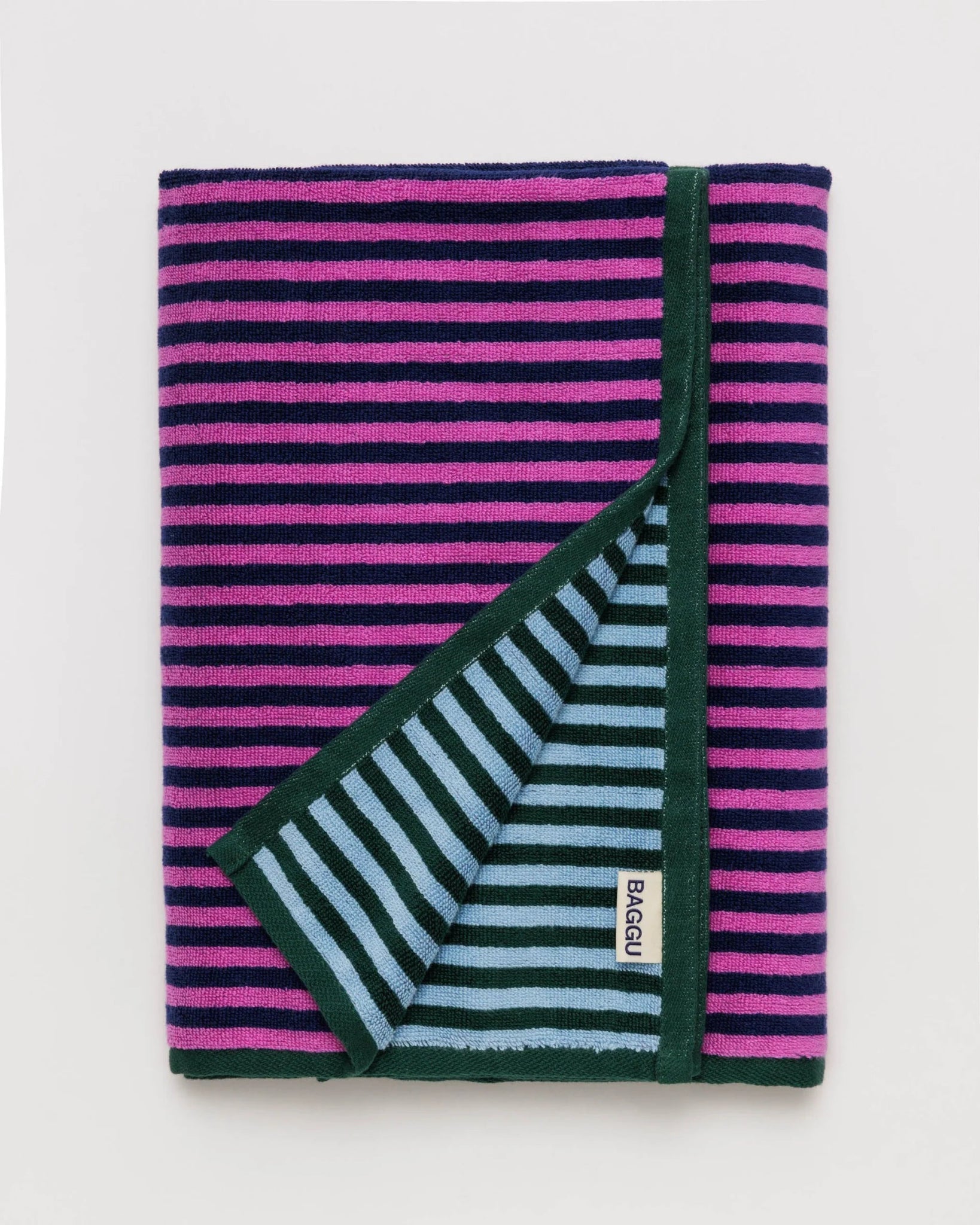 BAGGU Bath Towel - Pink Green Candy Stripe