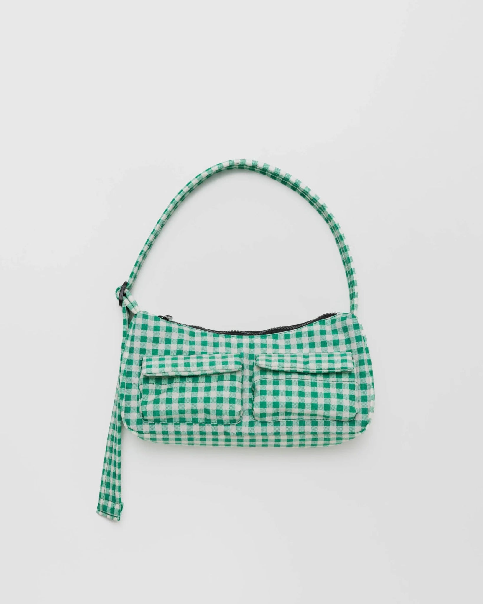 BAGGU Cargo Shoulder Bag - Green Gingham