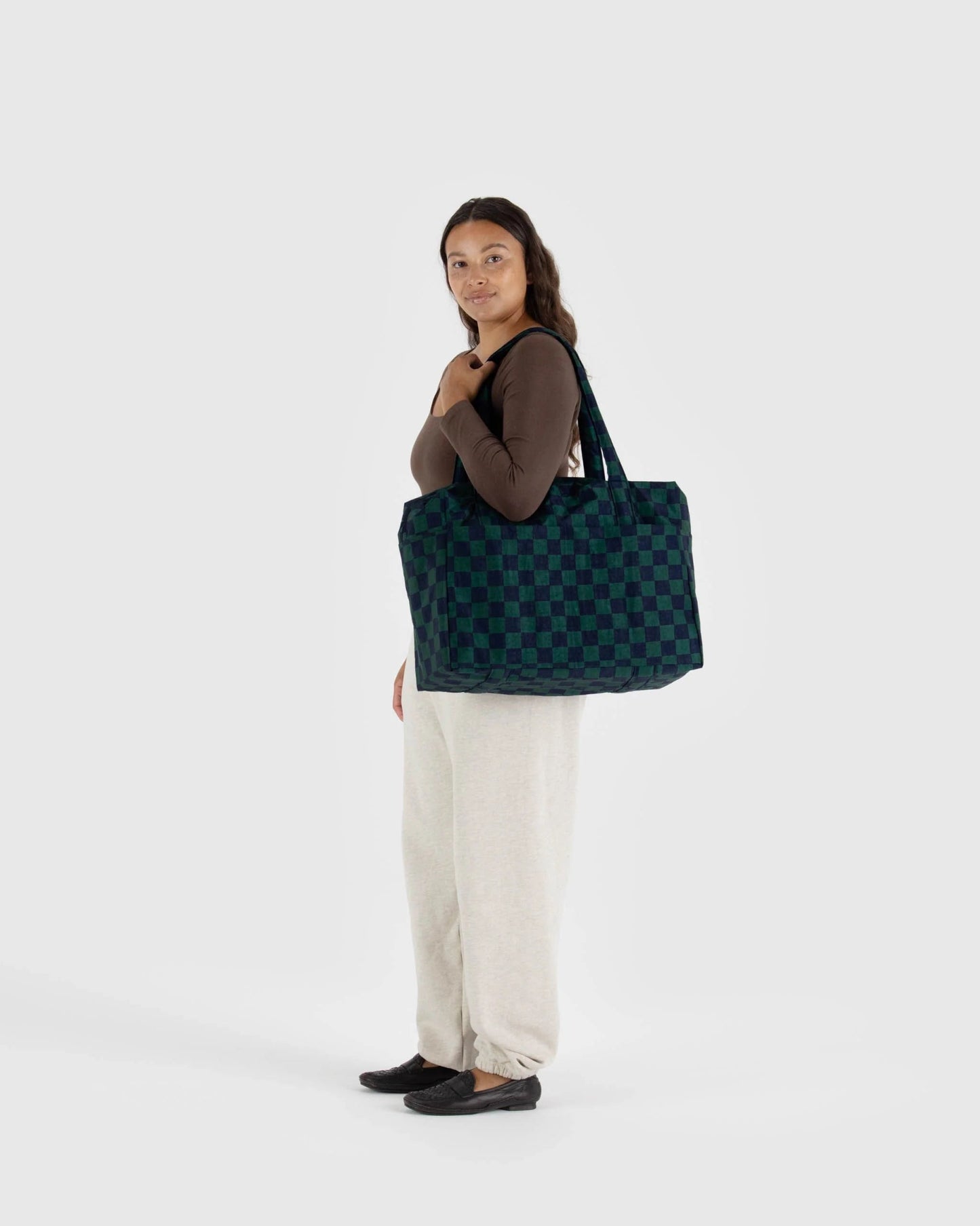 BAGGU | Cloud Carry On Navy Green Check Bag Baggu   